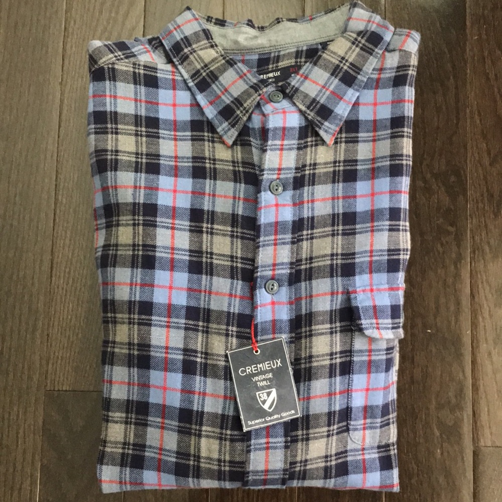 NWT Cremieux Men’s 2XT Plaid Flannel Long Sleeved Button Down Shirt